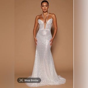 Mellina Sequin Maxi Dress - White